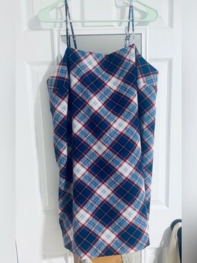 Old Navy Red White Blue Plaid Sundress with Adjustable Straps